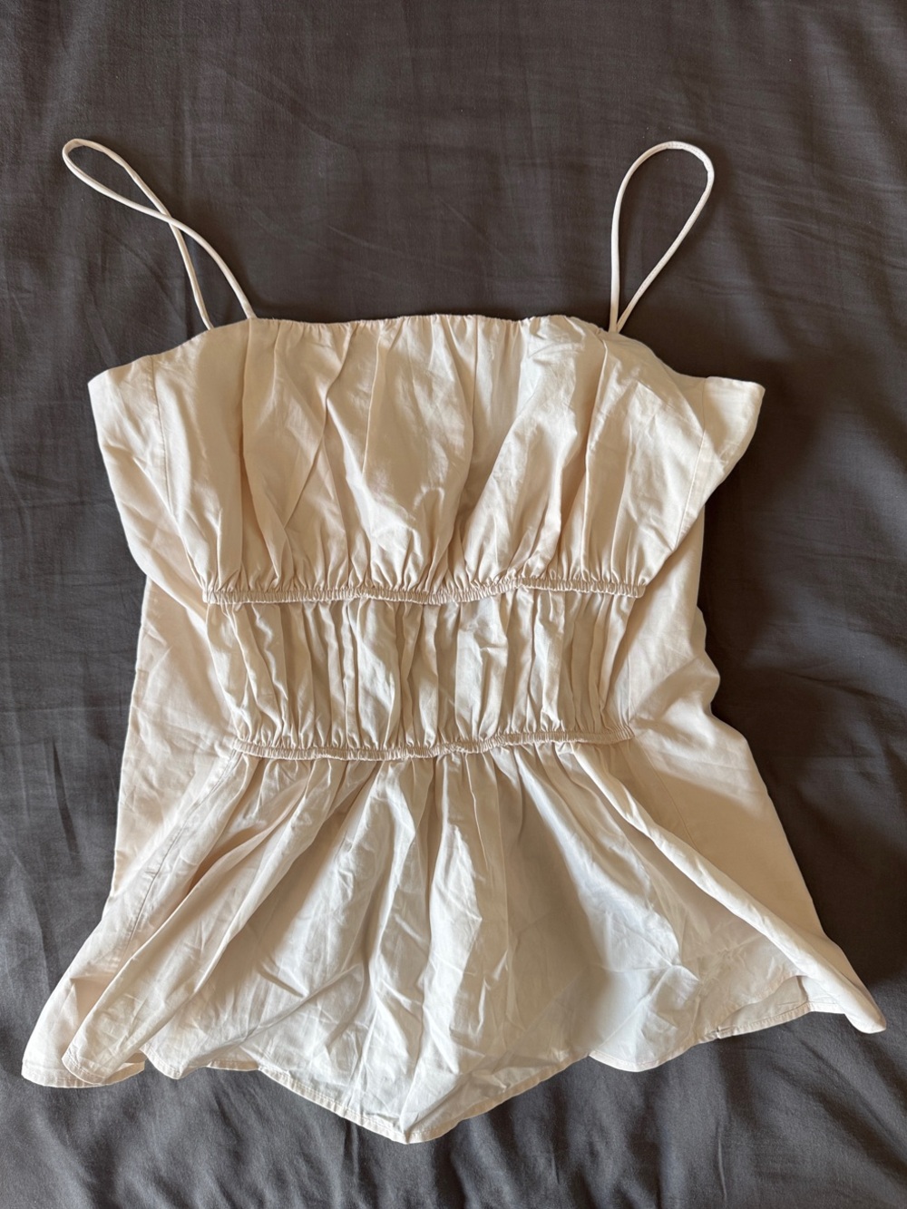 COS Cream Smocked Peplum Camisole